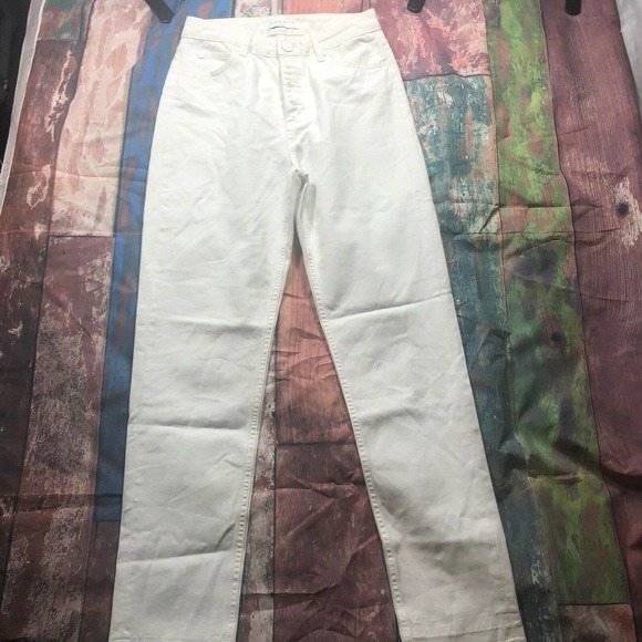 Sandro Paris High Rise Button Raw Hem Denim Jeans White Size European 36 |‎ 4 - Picture 5 of 11